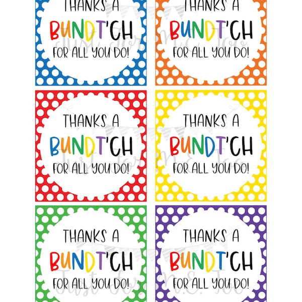 Thank You Printable Tags, Instant Download, Teacher Tags, Square Gift Tag, End of School, Teacher Gifts, Thank You Tags, Treats, Bundt Cake