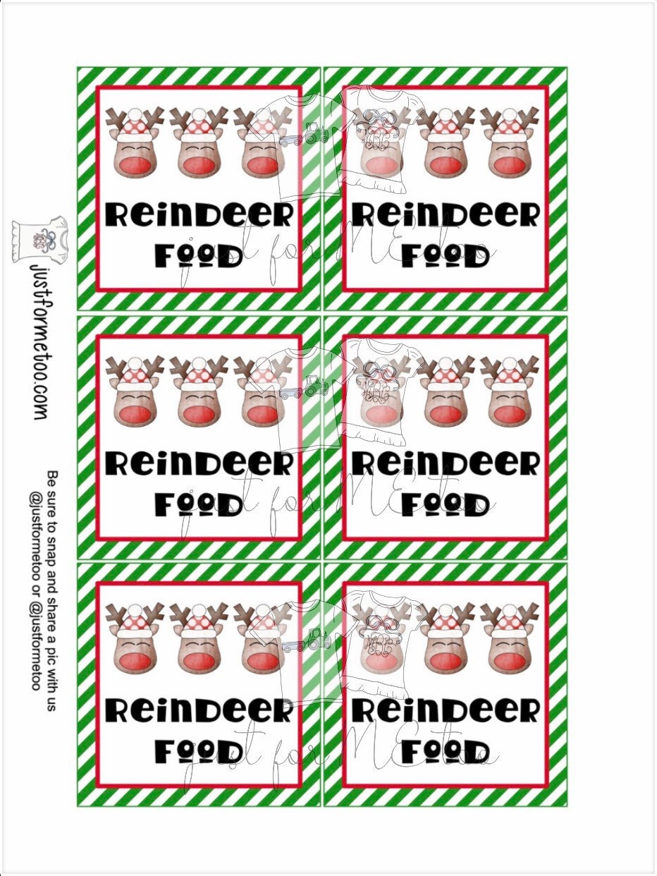 Reindeer Food Printable Tags