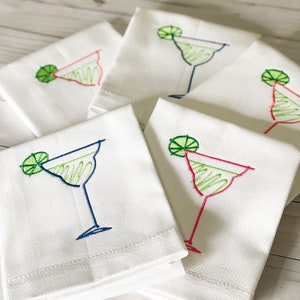 Embroidered Hand Towel, Decorative Tea Towel, Cotton Towel, Hostess Gift, Housewarming Gift, Bar Cart, Margarita Hand Towel, Cinco De Mayo