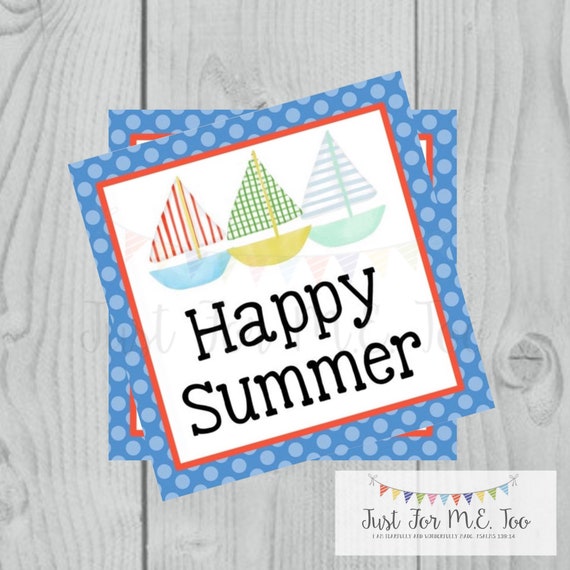 Happy Summer Printable Tags Sailboat Tags Instant Download | Etsy