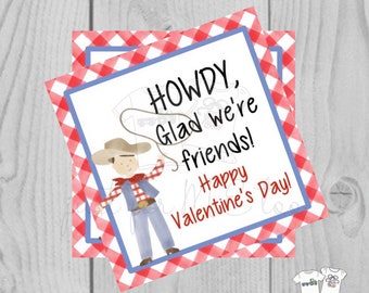 Valentine Digital Download Tag, Valentine Gift Tag, Cowboy Tag, Boy Valentine Tag, Printable Tag