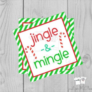 Kerst afdrukbare tags, Instant Download, Jingle en Mingle, Square Gift Tags, kerstverlichting, afdrukbaar, kersttag, bar kar