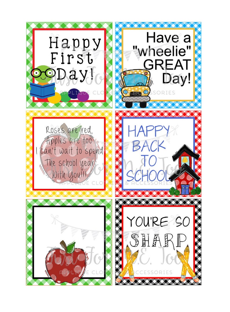 Instant Download Printable Back to School Tags Apple Bus | Etsy
