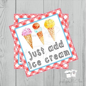 Scarica istantaneo Printable Ice Cream Tag, Instant Download, Stampabile, Quadrato, Gift Tag