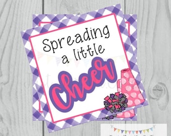 Cheer Printable Tags, Spreading a little Cheer, Instant Download, School Tags, Cheerleading Tags, Cheerleader, Football, Pink