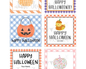 Halloween Printable Tags, Instant Download, Happy Halloween Tags, Square Gift Tags, Halloween Treats, Lunchbox, Pumpkin, Halloween Bundle