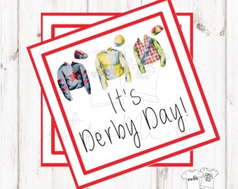 Derby Printable Tags, Instant Download,Derby Day, Square, Printable, Jockey, Jockey Silks, Horse Race, Horse Party, Birthday