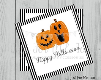 Halloween Printable Tags, Instant Download, Happy Halloween Tags, Square Gift Tags, Jack-O-Lantern, Lunchbox, Pumpkin, Printables, Halloween