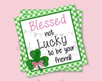 St. Patrick's Day Printable Tags, Instant Download, Blessed not Lucky Tags, Classroom, Shamrock Tag, Treats, Clover, Lucky, Blessed, Friend