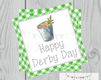 Derby Printable Tags, Instant Download, Derby Day, Square, Printable, Mint Julep, Kentucky Derby, Horse Race, Horse Party, Happy Derby Day