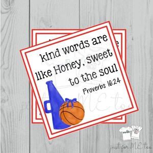 Basketball Printable Tags, Spirit Tags, Instant Download, School Tags, Cheerleading Tags, Cheerleader, Basketball. Proverbs 16:24