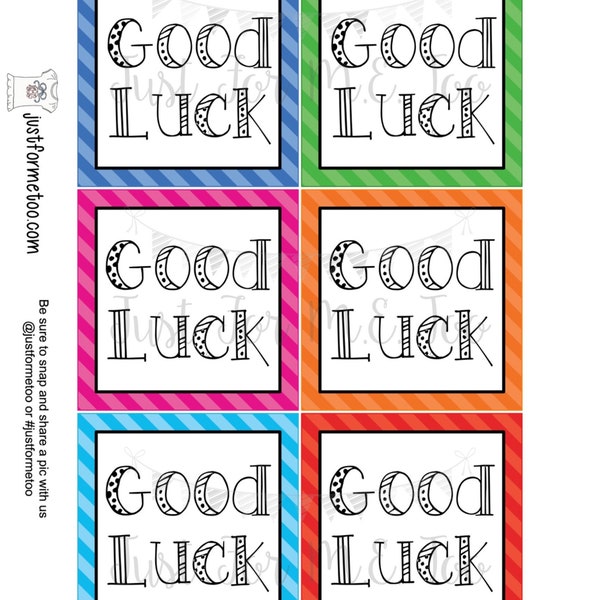 Good Luck Digital Download Tag, Good Luck Tag, Multi-Color Tag, Instant Download, Tags, Gift Tag, Everyday Tag