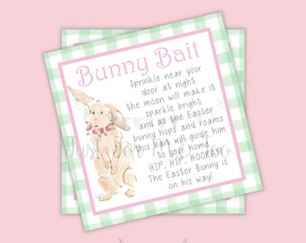 Easter Bunny Printable Tags, Easter Favor Tags, Bunny Bait, Happy Easter Tag, Printable Tags, Party Favors, Green, Bunny Bait Recipe