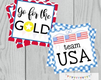 Printable Tags, Instant Download, Team USA Tags, Go For the Gold Tags, Digital Download