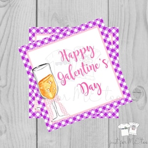 Valentine Printable Tags, Instant Download, Valentine&#39;s Day Tags, Square Gift Tags, Galentine Tag, Girls Night Out Valentine Tag