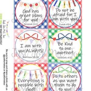 Verse Cards, Printable Tags, Lunchbox Notes, Instant Download, School Tags, Back to School Verse Cards