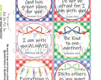 Verse Cards, Printable Tags, Lunchbox Notes, Instant Download, School Tags, Back to School Verse Cards