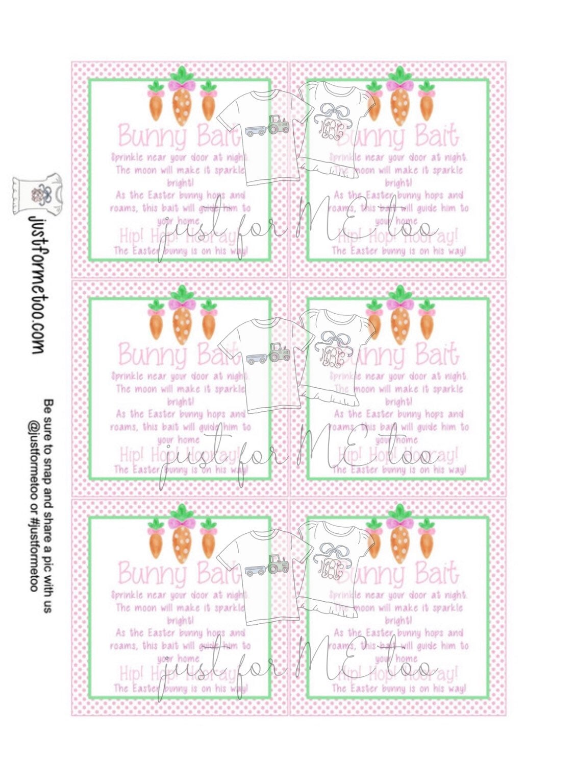 Easter Bunny Printable Tags, Easter Favor Tags, Bunny Bait, Happy