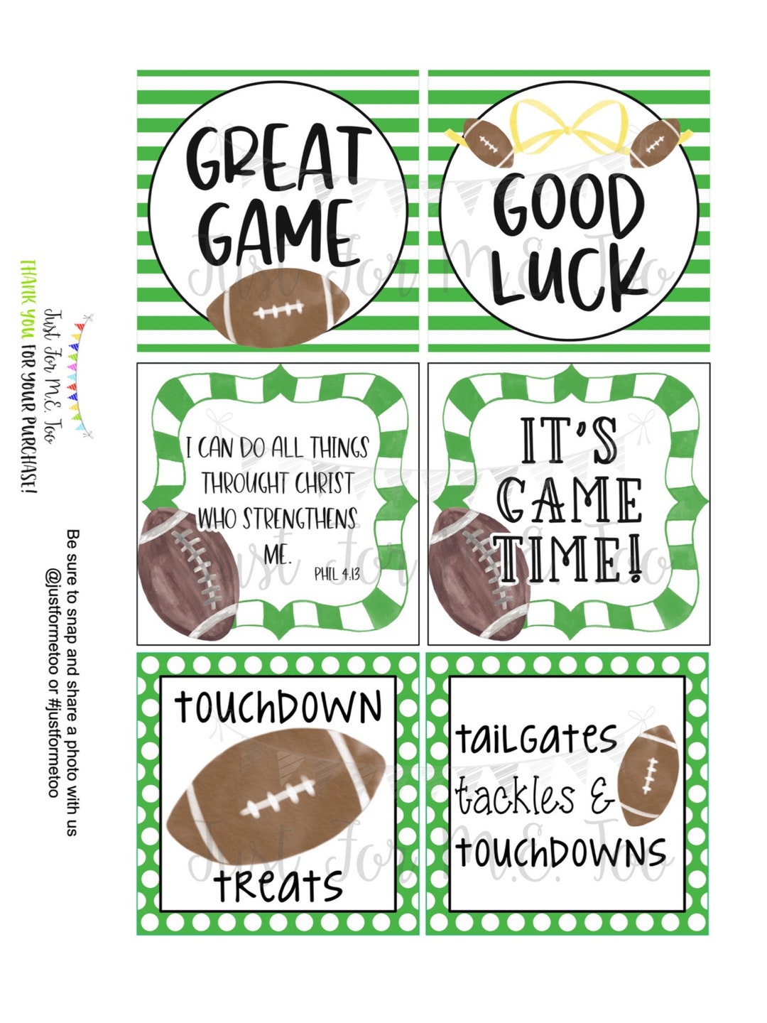 Football Printable Tags Instant Download Cheerleading Tags Cheerleader Football Tailgate Football Printable Tags Instant Download Cheerleading Tags Cheerleader Football Tailgate