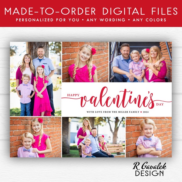 Valentine's Day Photo Collage Card | Personalized Printable | Happy Valentine's Day | Custom Valentines Day Card | Valentines Day Photo Card