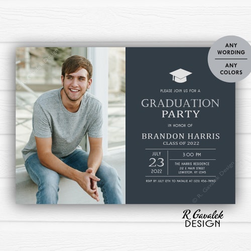 Editable Class of 2022 Graduation Party Invitation Graduation Etsy