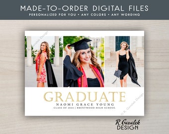 Graduation Announcement | Personalized Printable | Class of 2024 | Photo Graduation Announcement | High School | College | Custom Graduation