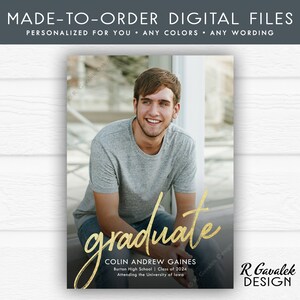 Graduation Announcement | Personalized Printable | Photo Graduation Announcement | Any Wording | Class of 2024 | Photo Graduation Invitation