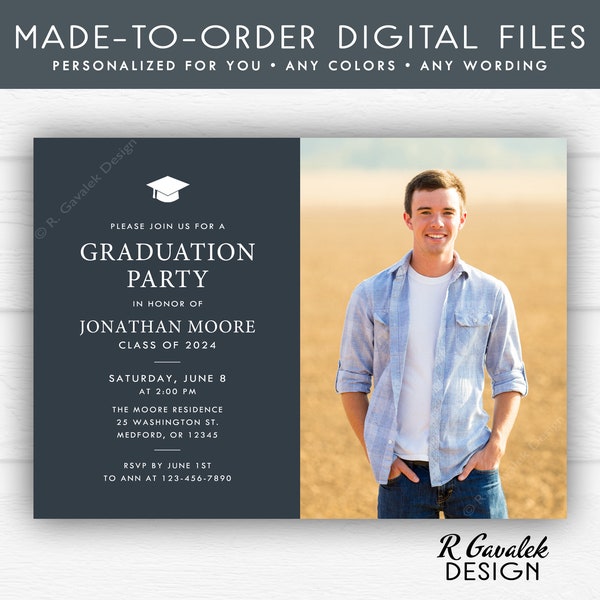 Graduation Party Invitation | Personalized Digital Files | Class of 2024 | Photo Graduation Invitation | Custom Grad | Open House Invitation