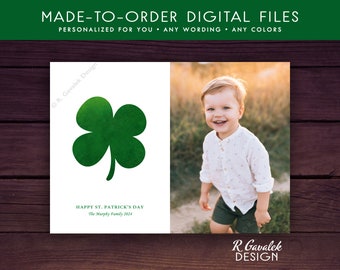 St Patrick's Day Photo Card | Personalized Printable | Shamrock St Patrick's Day Card | Happy St Patrick's Day | Custom St Patricks Day Card