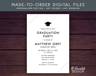 Graduation Party Invitation | Personalized Printable | Custom Graduation Invitation | Open House Invitation | Class of 2024 Graduate