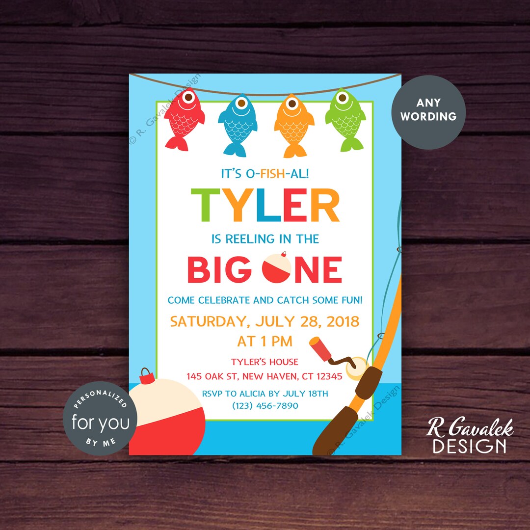 Fishing First Birthday Invitation | Personalized Printable | 1st ...