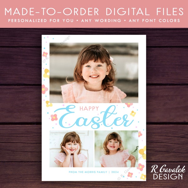 Easter Photo Collage Card | Personalized Printable | Happy Easter Photo Card | Custom Easter Card with Pictures | Happy Easter Card