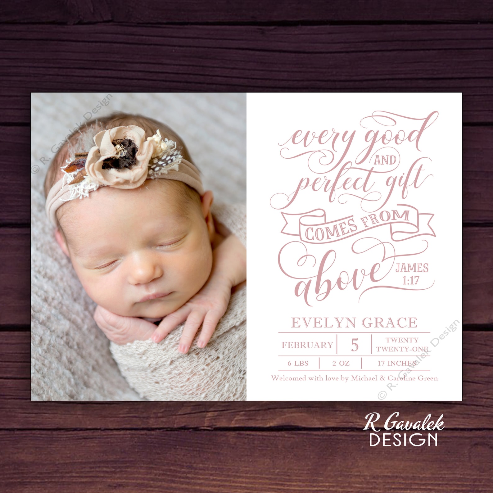 Religious Birth Announcement Any Colors Birth Announcement Etsy