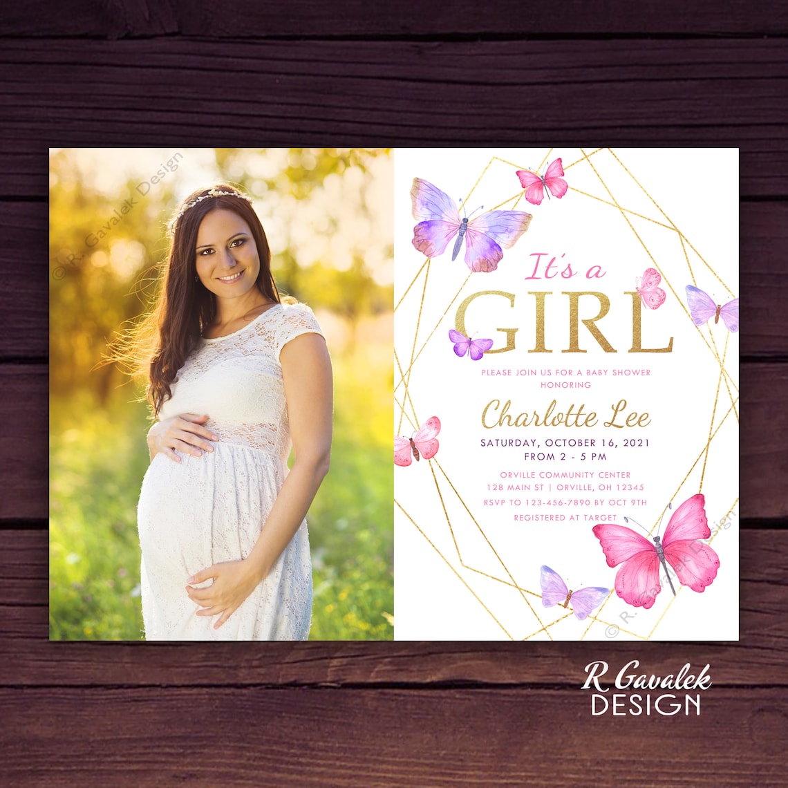 Butterfly Baby Shower Invitation Baby Shower Photo Etsy