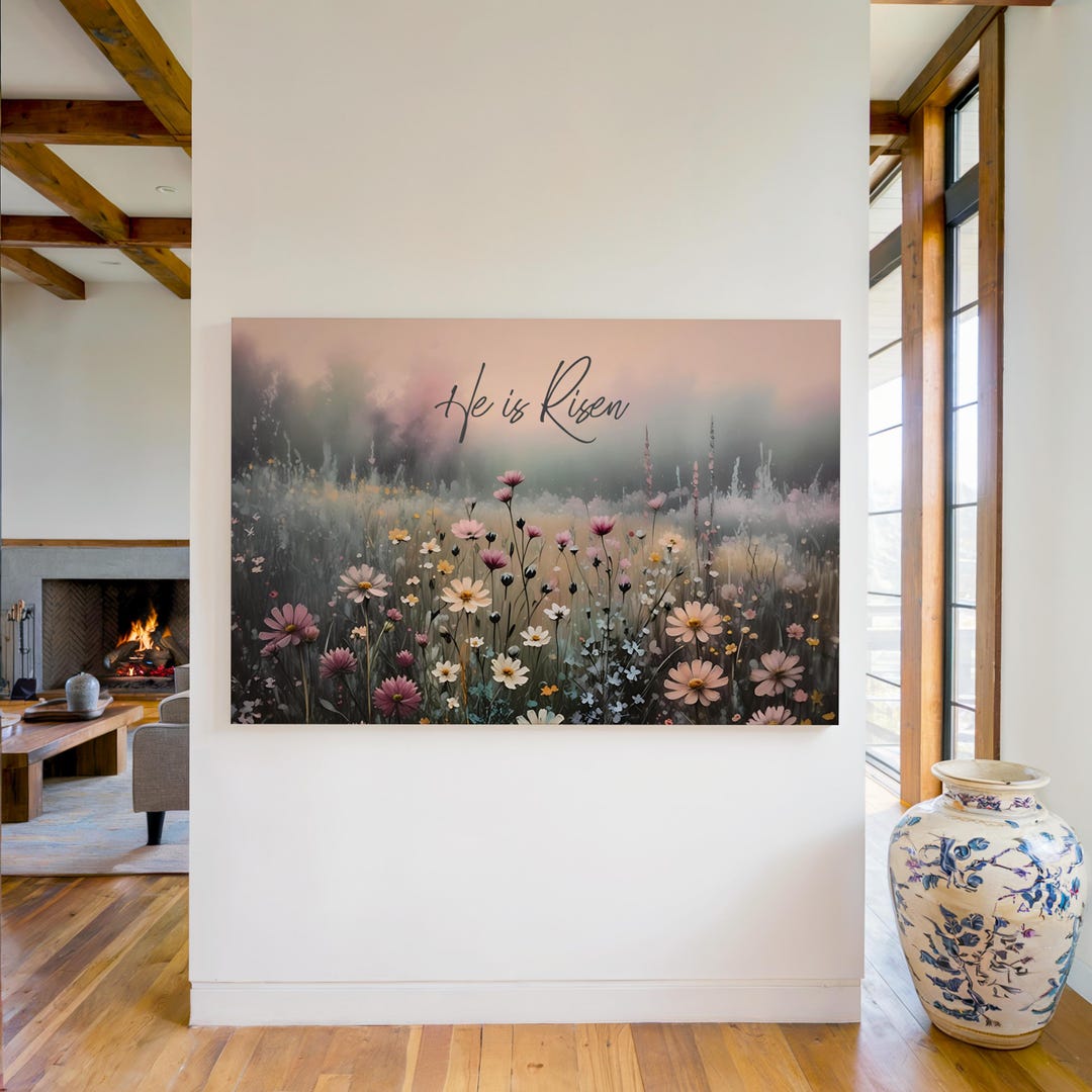 Pastel Wildflower Canvas Wall Art Print, Christian Bible Verse Artwork ...
