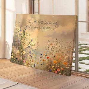 Wildflower Canvas Scripture Wall Art, Christian Bible Verse Psalm 118:24 Artwork, Spring Easter Decor