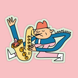 Quirky Character Vinyl Stickers Sax Man