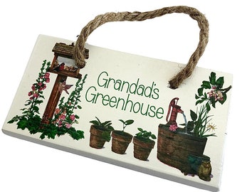 Grandad's Greenhouse, Allotment, Personalised Wooden Sign, Dad's Shed, Garage