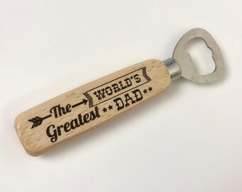 Personalised Bottle Opener. Doubled Sided. Worlds Greatest Dad. Personalised Dad Gift