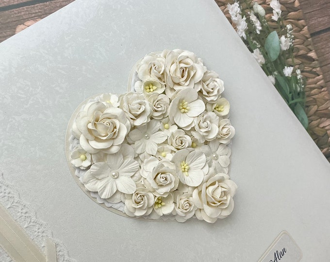 Featured listing image: Personalised Wedding Photo Album Lace & Floral Heart. Personalised Wedding Gift. With presentation box