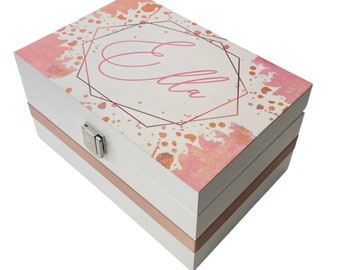 Personalised Jewellery Box. Teen Gift. High Quality, Rose Gold Colours