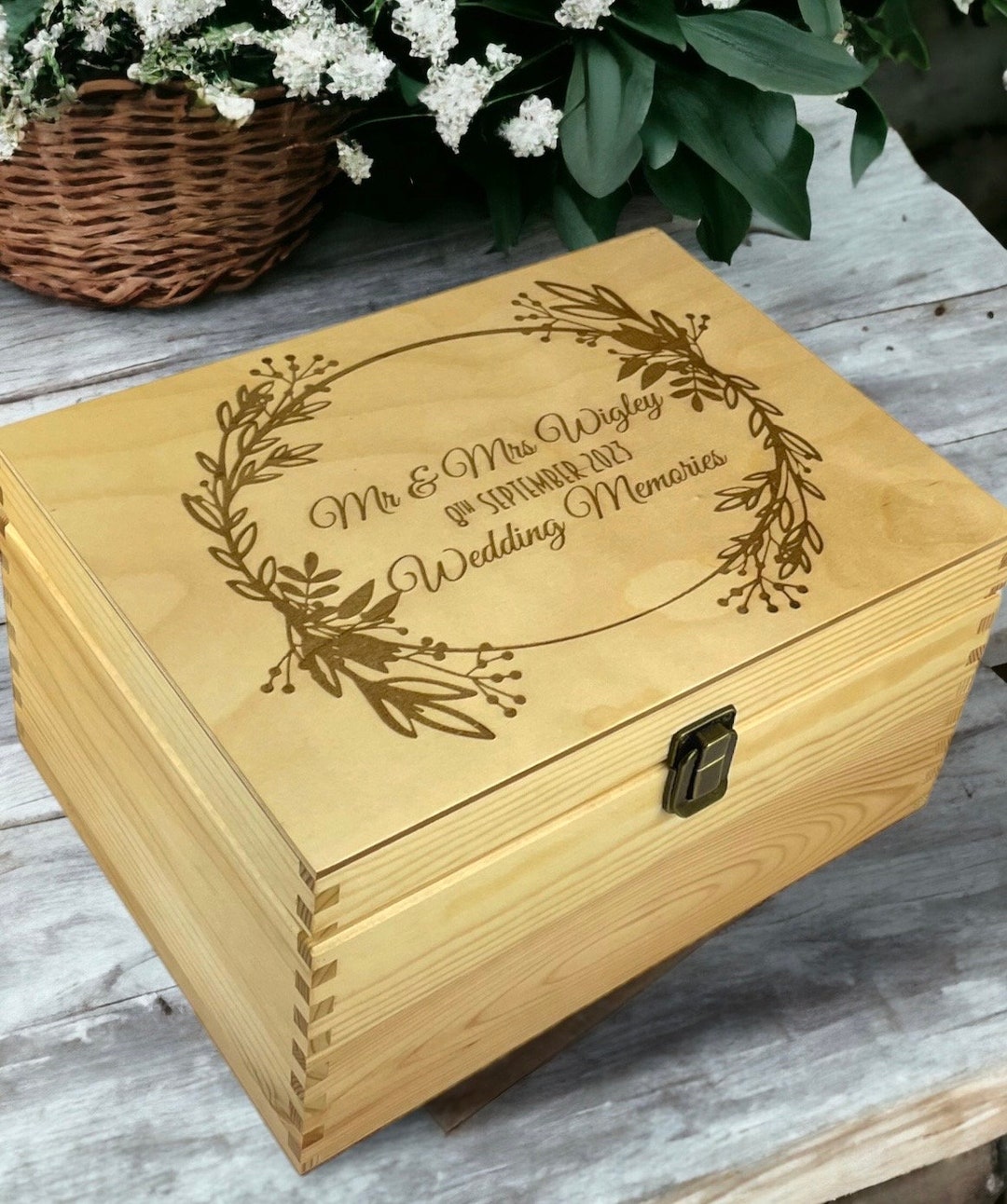 Personalised Wedding Wooden Keepsake Box, Pine Wood, Wedding Gift ...