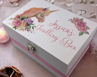 Personalised Girls Jewellery Box. Unicorn Jewellery Box ,High Quality