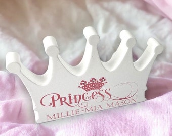 Personalised Freestanding Princess Crown, Little Girl Gift, Nursery Decor. Gift Boxed
