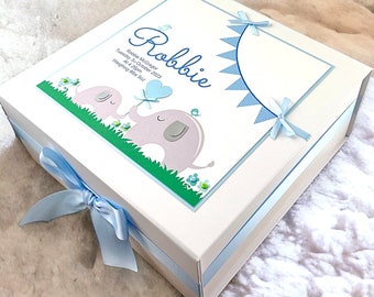 Extra Large Personalised Baby Keepsake Box/Christening Gift. Girl or Boy Design Available.