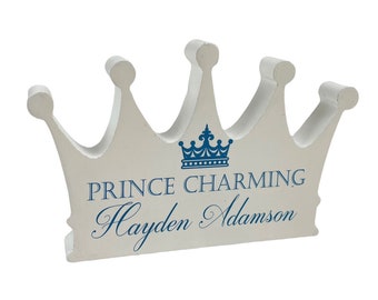 Personalised Freestanding Crown, Little Prince Gift, Nursery Decor. New Baby Boy Gift. Gift Boxed.