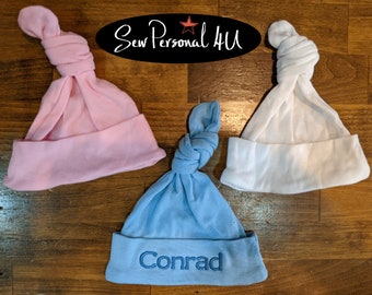 Personalized Embroidered Baby Knot Hat
