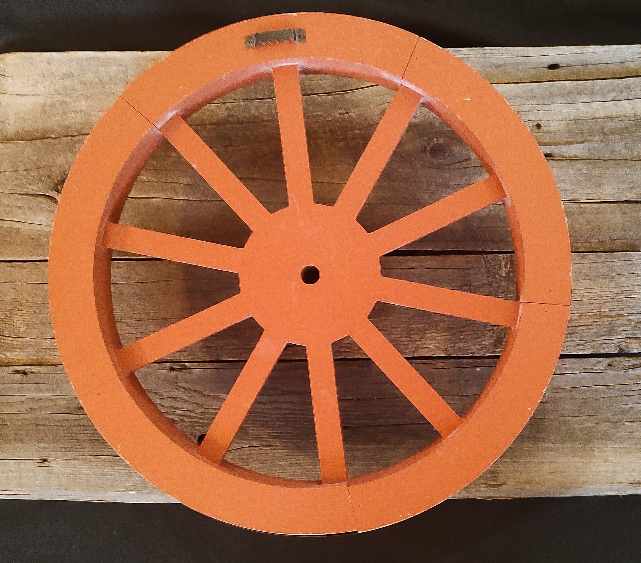 Distressed Wood Wall Decor Painted Wagon Wheel Orange Green Floral Etsy