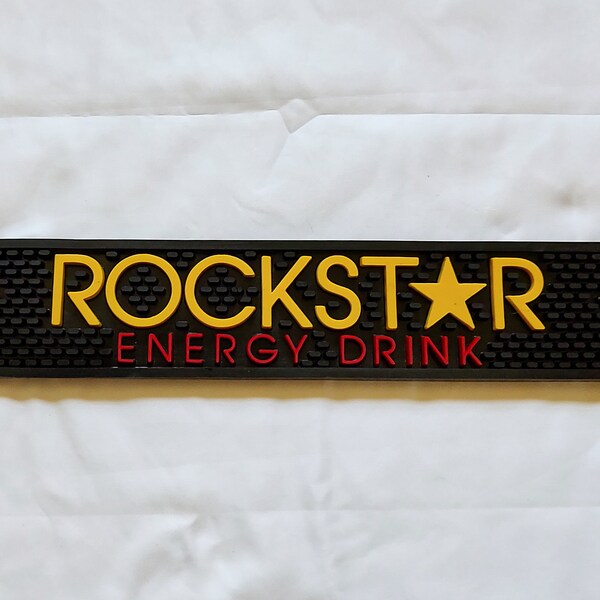 NEW Rockstar Energy Drink Flexible Rubber Spill Bar Mat Advertising