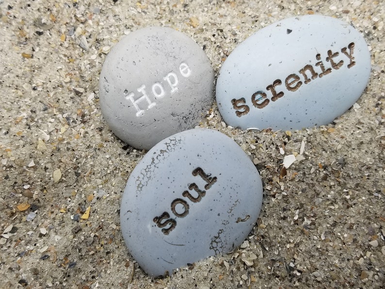 Personalized Clay Stone 1-1/2 inch One Word, Earthy, Bold Tones, Small Gift under 15, Indoor Gardening, Customize Your Word, Prayer Stone image 8